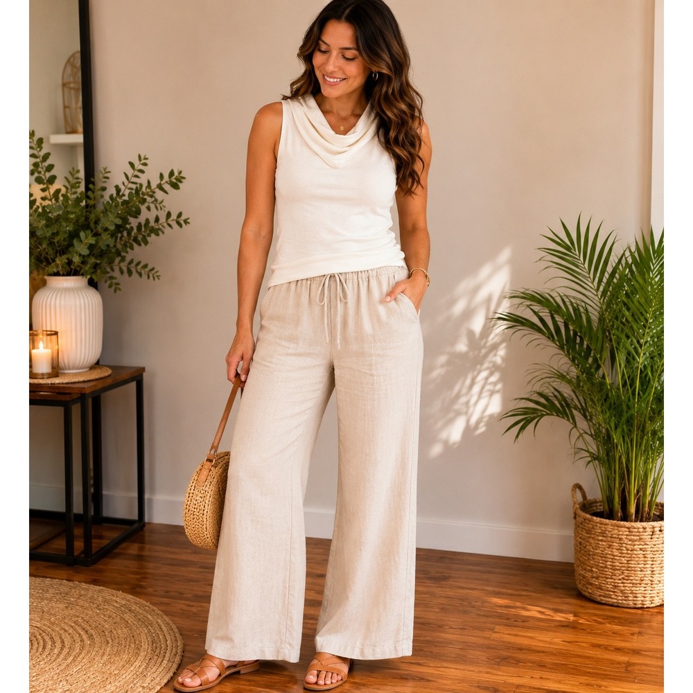 Or Women Sleeveless Cowl Neck Top Off White‎ Viscose Lycra Slim Fit Small